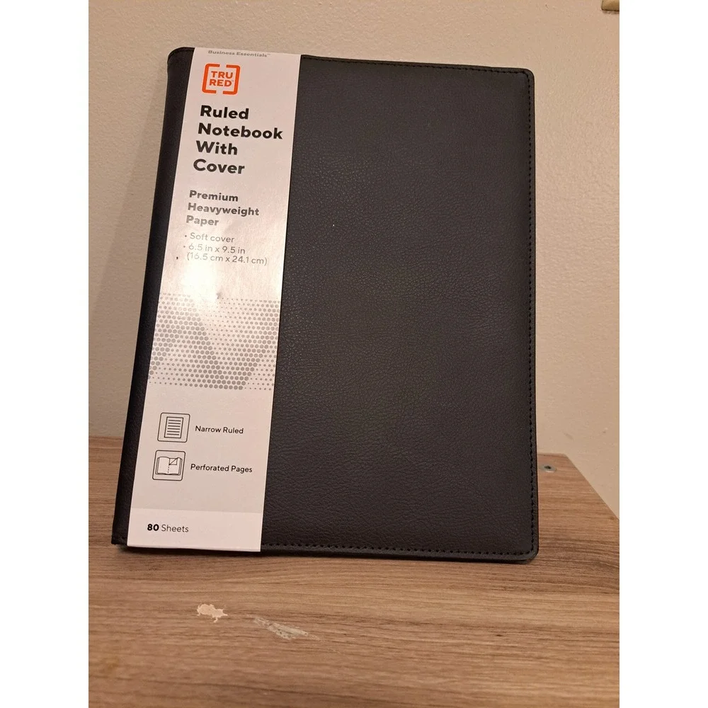 TRU RED Black Essentials Ruled Notebook Soft Cover Premium Paper 80 Sheets